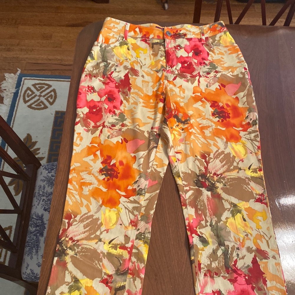 Peck & Peck Multicolor Floral High Rise Pants sz 16 Summer Fall